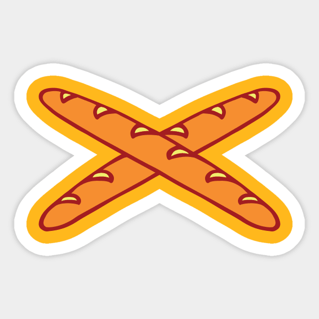 baguette bread crossed Sticker by Huggy Mauve